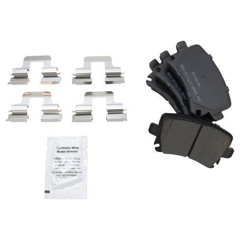 VW CC Passat Tiguan Rear Semi-Metallic Premium G-Coated Brake Pad & Rotor Kit with Calipers TRQ BKA36104