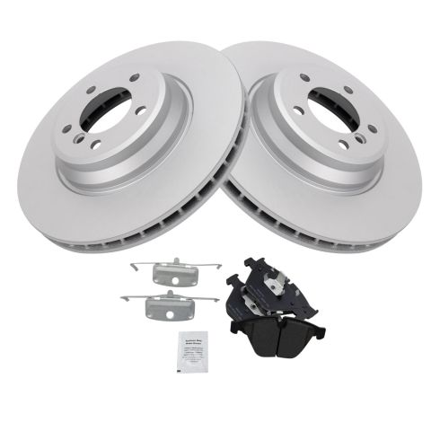 BMW 335d 335i 335i xDrive 335xi Front Semi-Metallic Premium G-Coated Brake Pad & Rotor Kit TRQ BKA35166