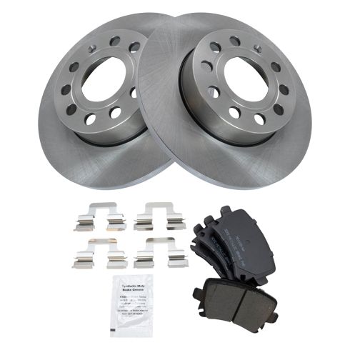 VW Jetta Rabbit Audi A3 A3 Quattro Rear Semi-Metallic Brake Pad & Rotor Kit TRQ BKA35188