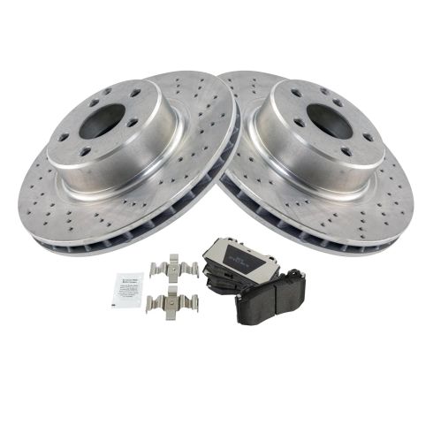 Mercedes Benz CL500 S350 S430 S500 Front Semi-Metallic Brake Pad & Rotor Kit TRQ BKA35220