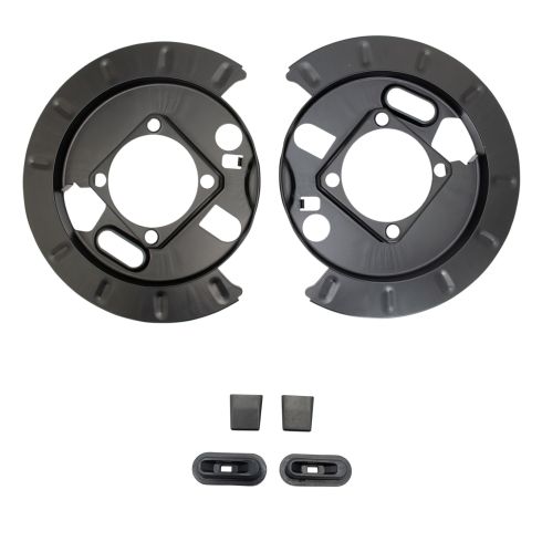 Chevrolet GMC Rear Semi-Metallic Premium G-Coated Brake Pad & Rotor Kit with Parking Shoes TRQ BKA20482