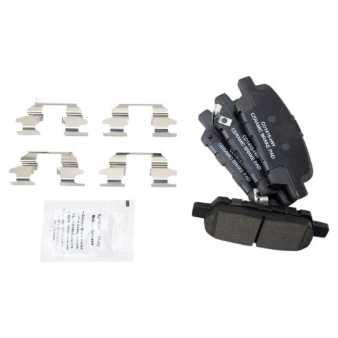 Nissan Infiniti Rear Ceramic Brake Pad & Rotor Kit with Calipers TRQ BKA39552