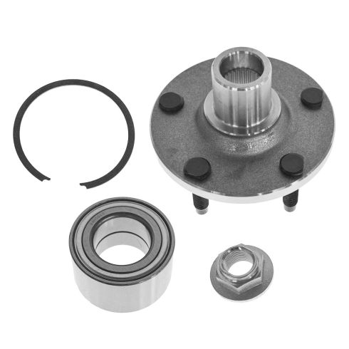 Ford Mazda Mercury Front Semi-Metallic Premium G-Coated Brake Pad & Rotor Kit with Wheel Bearings TRQ BKA43970