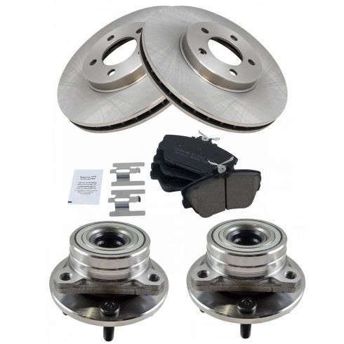 Ford Lincoln Mercury Front Ceramic Brake Pad & Rotor Kit with Wheel Bearings TRQ BKA52051