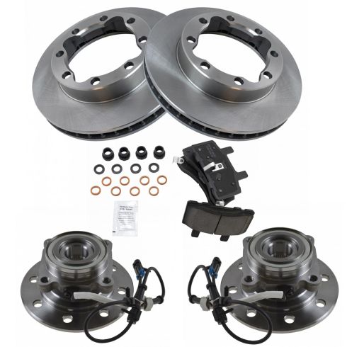 Chevrolet GMC Front Ceramic Brake Pad & Rotor Kit with Wheel Bearings TRQ BKA52068