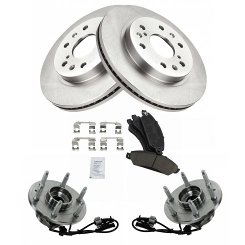 Chevrolet GMC Cadillac Front Ceramic Brake Pad & Rotor Kit with Wheel Bearings TRQ BKA52094