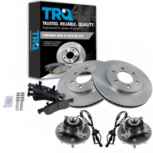 2003-06 Ford Expedition Lincoln Navigator Front Ceramic Brake Pad & Rotor Kit with Wheel Bearings TRQ BKA52226