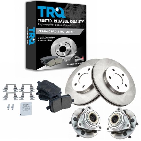 Chevrolet HHR Front Ceramic Brake Pad & Rotor Kit with Wheel Bearings TRQ BKA52235