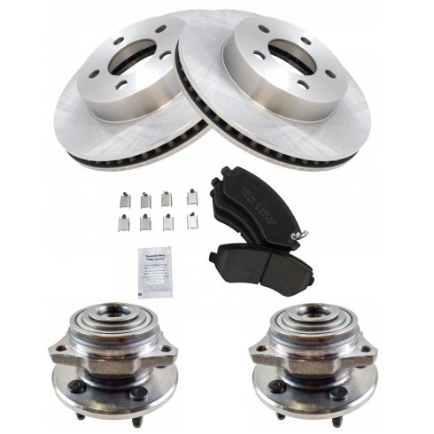 2002-05 Jeep Liberty Front without ABS Brakes Ceramic Brake Pad & Rotor Kit with Wheel Bearings TRQ BKA52236