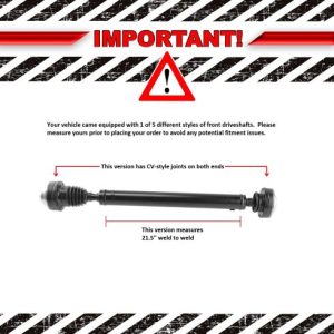 1999-04 Jeep Grand Cherokee L6 4.0L 21.5 Inch (weld to weld) Prop Shaft Length Front with CV Joint Style Drive Shaft Driveshaft TRQ DSA86489