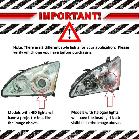 2004-06 Lexus RX330 Japan Built Models (1st VIN Digit J) Driver Side without Adaptive Front Lighting Headlight Assembly Eagle Eyes TY963-A001L