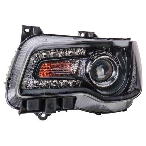 2015-17 Chrysler 300 with Black Bezel with Halogen Headlights Driver Side Headlight Assembly TRQ HLA89791