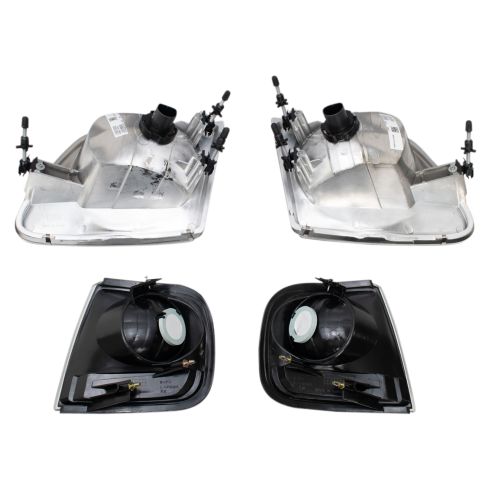 Ford Expedition F150 F150 Heritage Driver & Passenger Side 2 Piece Headlight Set TRQ Performance HLA71026