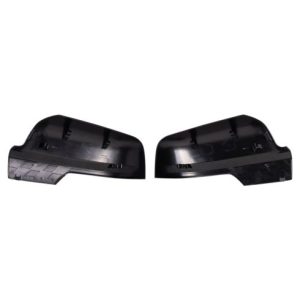 2019-21 Ram 1500 Truck Driver & Passenger Side 2 Piece Turn Signal Checkered Flag Style Textured Black Mirror Cap Set TRQ MCA09978