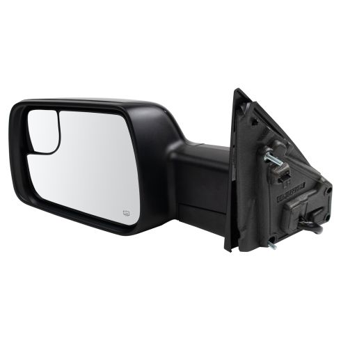 2019-22 Ram 1500 Truck Driver Side Power Heated Checkered Flag Style Mirror with Matching Passenger Side Mirror Cap Power, Power Folding, with Memory, without Blind Spot Indicator, with Smooth Black C