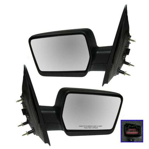 2004-08 Ford F150 Truck Driver & Passenger Side 2 Piece Power Memory Textured Black Mirror Set Power, without Heat TRQ MRA09111