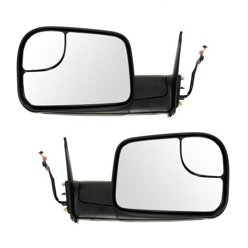 2005-15 Toyota Tacoma Driver & Passenger Side 2 Piece Power Textured Black Flip-Up Towing Mirror Set Power, with Heat Trail Ridge TR00254