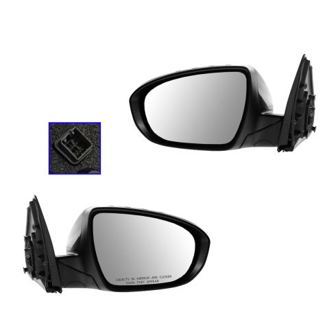 Kia Optima Driver & Passenger Side 2 Piece Mirror Set with Paint to Match Mirror Caps with Textured Black Mirror Caps TRQ MRA09304