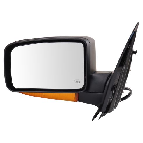 2003-04 Ford Expedition Driver & Passenger Side 2 Piece Power Heated Without Memory Textured Black Mirror Set with Housing Turn Signal TRQ MRA09307