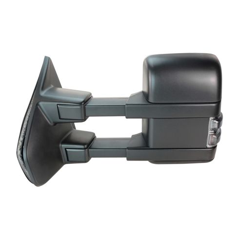 2004-08 Ford F150 Truck Driver & Passenger Side 4 Piece with Heated Spotter Glass Smoked Lens Turn Signal Power-Folding Manual-Telescoping Towing Mirror Set with Paint to Match Mirror Caps with Textur