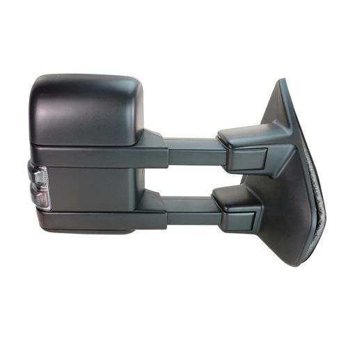 2004-08 Ford F150 Truck Driver & Passenger Side 4 Piece with Heated Spotter Glass Smoked Lens Turn Signal Power-Folding Manual-Telescoping Towing Mirror Set with Paint to Match Mirror Caps with Textur