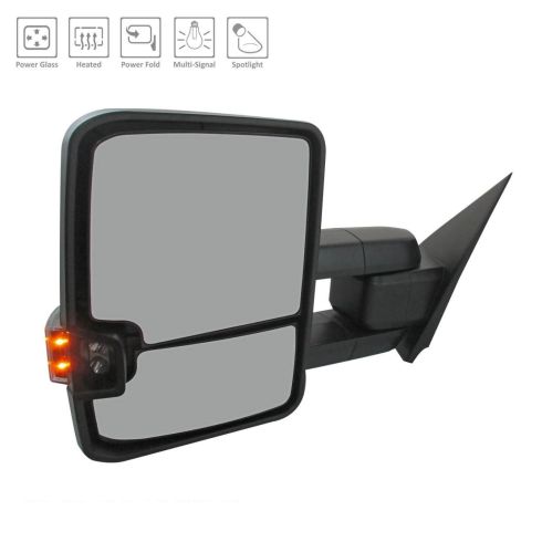 Chevrolet GMC Driver & Passenger Side 5 Piece Mirror Set with Chrome Mirror Caps with Textured Black Mirror Caps Trail Ridge TR10143