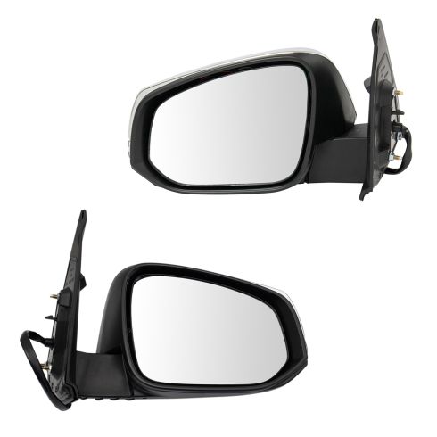 2016-23 Toyota Tacoma Driver & Passenger Side 2 Piece Power Heated Without Memory Chrome Mirror Set with Housing Turn Signal, with Blind Spot Indicator, with Smooth Housing TRQ MRA09573