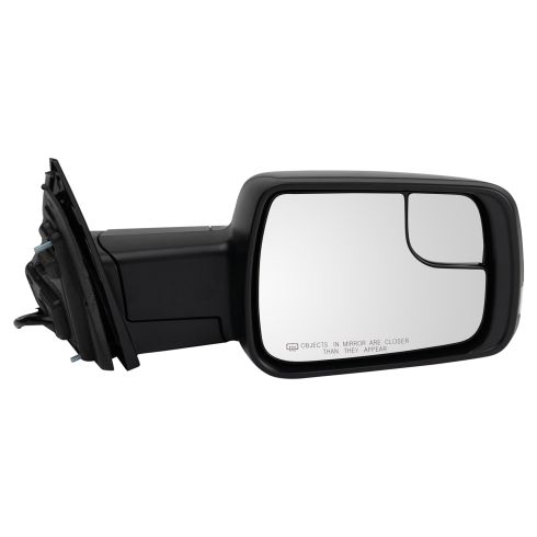 2019-22 Ram 1500 Truck Driver & Passenger Side 2 Piece Power Heated Memory Checkered Flag Style Textured Black Mirror Set with Matching Mirror Caps with Driver Side Temperature Sensor Power Folding, w