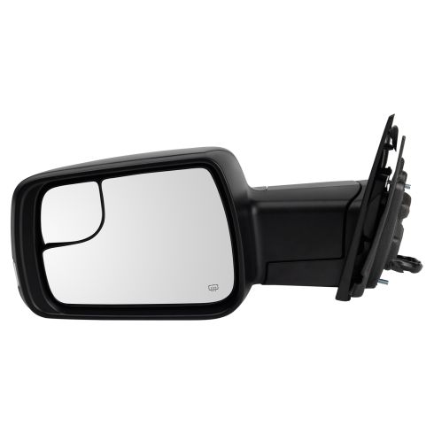 2019-22 Ram 1500 Truck Driver & Passenger Side 2 Piece Power Heated Memory Checkered Flag Style Textured Black Mirror Set with Matching Mirror Caps with Driver Side Temperature Sensor Power Folding, w