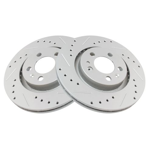 VW Beetle Golf Jetta Front Driver & Passenger Side 2 Piece Premium G-Coated Brake Rotor Set TRQ Performance BRA74626