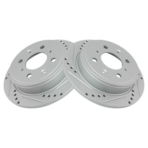Honda Acura Rear Driver & Passenger Side 2 Piece Premium G-Coated Brake Rotor Set TRQ Performance BRA74654