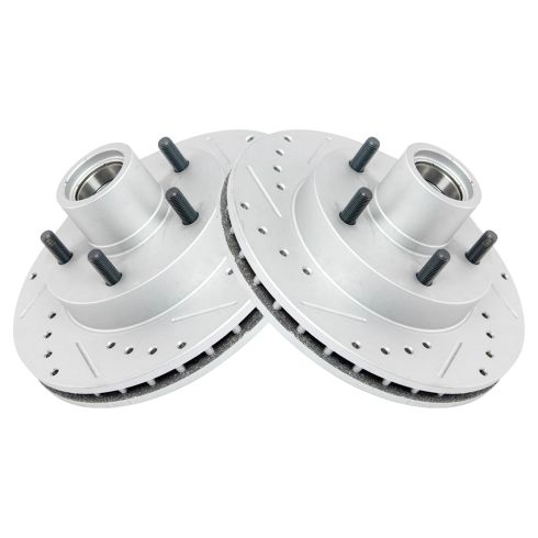 Chevrolet GMC Isuzu Front Driver & Passenger Side 2 Piece Premium G-Coated Brake Rotor Set TRQ Performance BRA74671