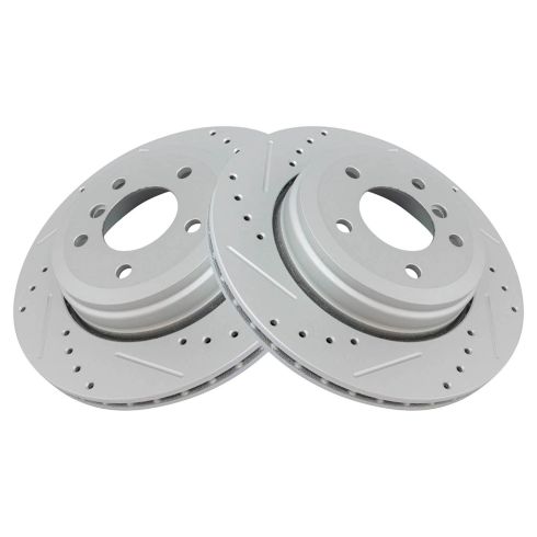 BMW 525i 528i 530i Rear Driver & Passenger Side 2 Piece Premium G-Coated Brake Rotor Set TRQ Performance BRA74697