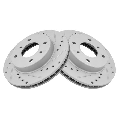 Nissan Infiniti Front Driver & Passenger Side 2 Piece Premium G-Coated Brake Rotor Set TRQ Performance BRA74732