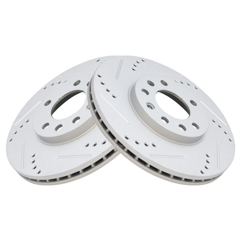 Saturn Saab Front Driver & Passenger Side 2 Piece Premium G-Coated Brake Rotor Set TRQ Performance BRA74736