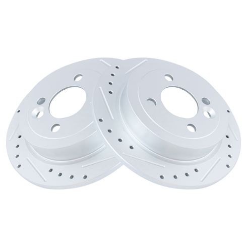 Mini Cooper Rear Driver & Passenger Side 2 Piece Premium G-Coated Brake Rotor Set TRQ Performance BRA74745