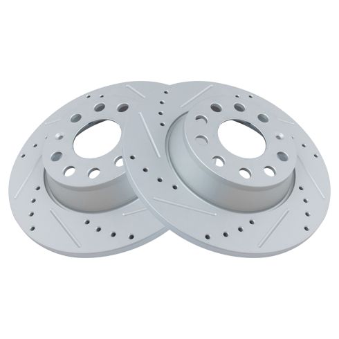 VW Audi Rear Driver & Passenger Side 2 Piece Premium G-Coated Brake Rotor Set TRQ Performance BRA74752