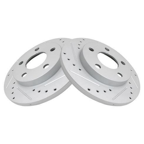 Chevrolet Buick Pontiac Rear Driver & Passenger Side 2 Piece Premium G-Coated Brake Rotor Set TRQ Performance BRA74774