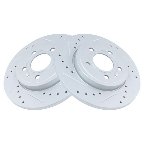 Audi A4 A4 Quattro Rear Driver & Passenger Side 2 Piece Premium G-Coated Brake Rotor Set TRQ Performance BRA74836