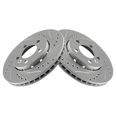 VW Golf Jetta R32 Audi TT Quattro Rear Driver & Passenger Side 2 Piece Premium G-Coated Brake Rotor Set TRQ Performance BRA74854
