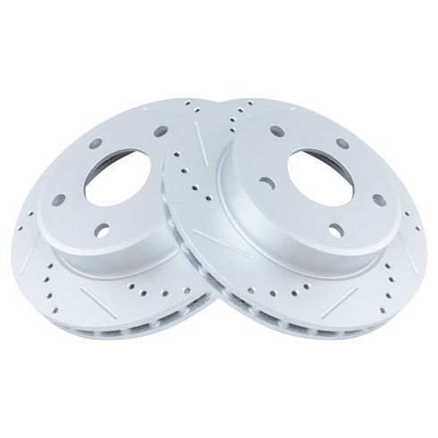 Dodge Ram Mitsubishi Front Driver & Passenger Side 2 Piece Premium G-Coated Brake Rotor Set TRQ Performance BRA74883