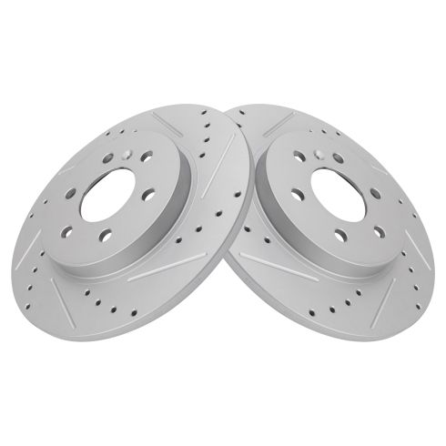 Chevrolet Buick Pontiac Saturn Rear Driver & Passenger Side 2 Piece Premium G-Coated Brake Rotor Set TRQ Performance BRA74969