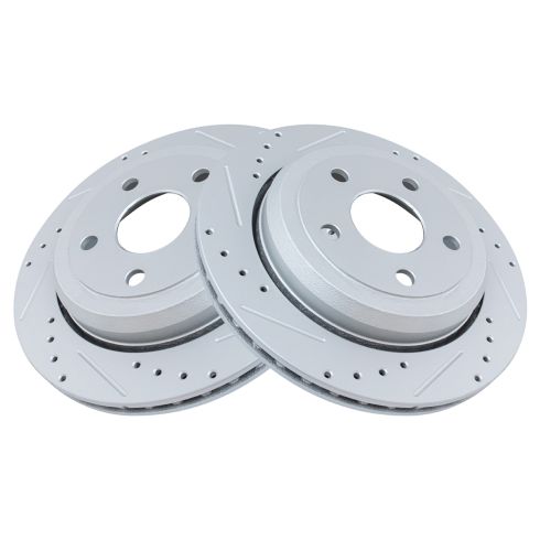 Jeep Dodge Rear Driver & Passenger Side 2 Piece Premium G-Coated Brake Rotor Set TRQ Performance BRA74980