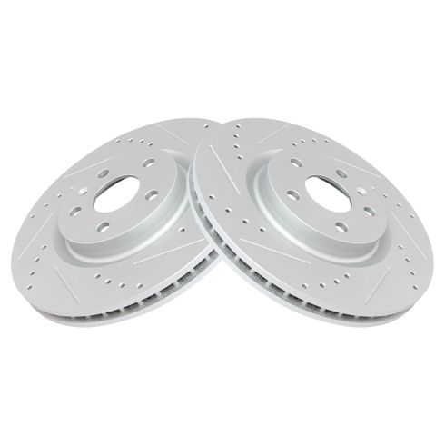 Chevrolet Buick Cadillac Front Driver & Passenger Side 2 Piece Premium G-Coated Brake Rotor Set TRQ Performance BRA74983