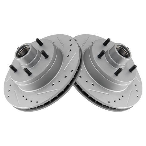 Chevrolet Buick Cadillac Olds Front Driver & Passenger Side 2 Piece Premium G-Coated Brake Rotor Set TRQ Performance BRA74987