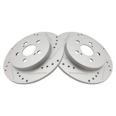 Toyota Lexus Pontiac Rear Driver & Passenger Side 2 Piece Premium G-Coated Brake Rotor Set TRQ Performance BRA74992