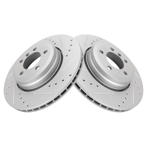 BMW 745i 745Li 760i 760Li Rear Driver & Passenger Side 2 Piece Premium G-Coated Brake Rotor Set TRQ Performance BRA75005