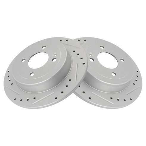Hyundai Accent Kia Rio Rear Driver & Passenger Side 2 Piece Premium G-Coated Brake Rotor Set TRQ Performance BRA75023