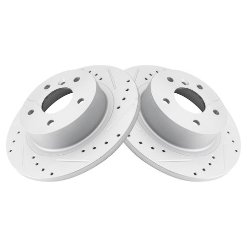 Land Rover Discovery Range Rover Rear Driver & Passenger Side 2 Piece Premium G-Coated Brake Rotor Set TRQ Performance BRA75043