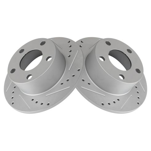 VW Audi Rear Driver & Passenger Side 2 Piece Premium G-Coated Brake Rotor Set TRQ Performance BRA75046